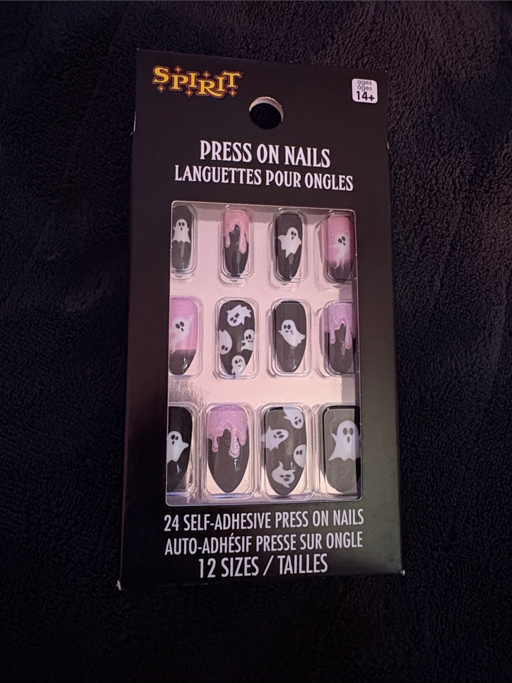 Spirit Black and Pink Ghost Press-On Nails - 24 Self-Adhesive